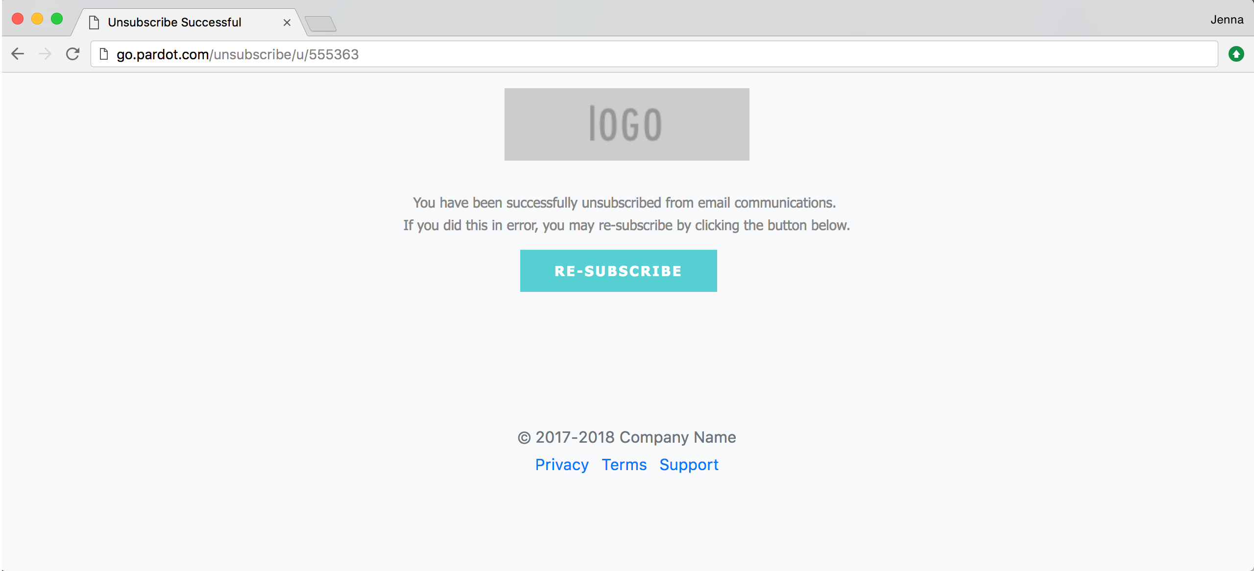 Step 3: Edit the unsubscribe page.