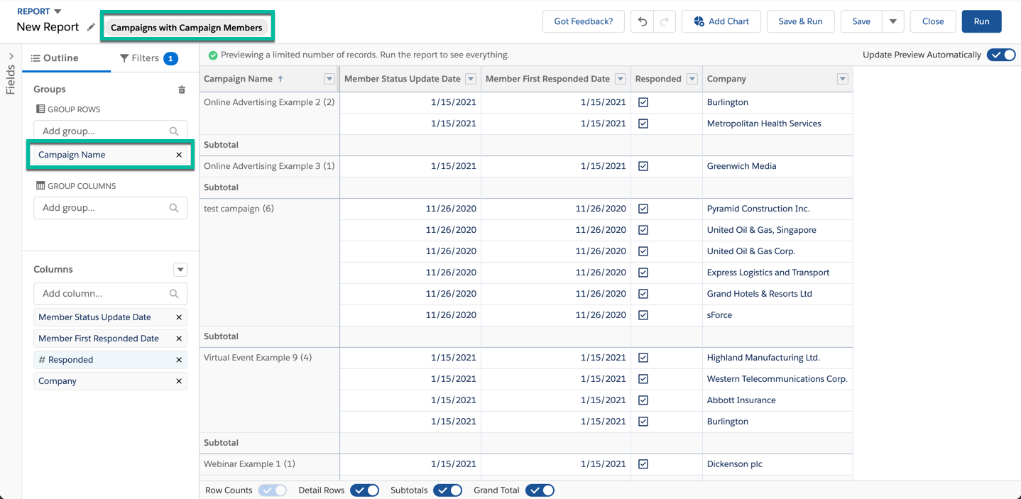 Salesforce Reporting Tip: The Number of Accounts Touched By Campaigns